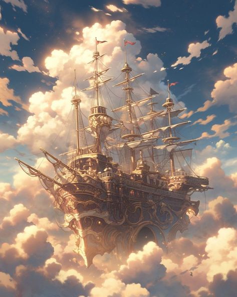 Steampunk Ship, Airship Art, Steampunk City, Concept Vehicles Sci Fi, Steampunk Aesthetic, Steampunk Airship, Arte Steampunk, Princess Ariel, Fantasy City