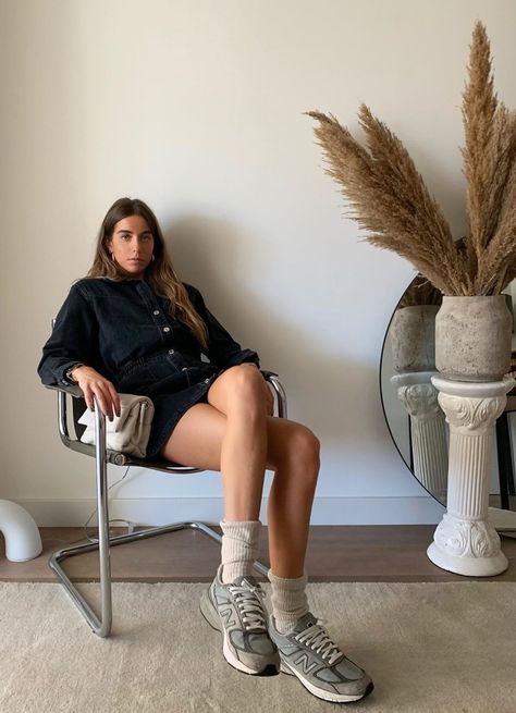 @julietapardos sneakers new balances and white socks Sneakers With Socks, Mango Mango, New Balances, Chair Pose, Socks Sneakers, White Socks, Deck Chairs, Dress Socks, White Sock