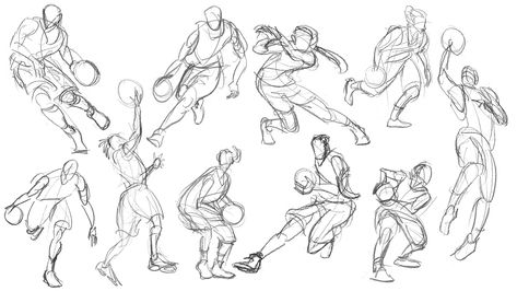 'Basketball gesture drawings' Basketball Anatomy Drawing, Basketball Reference Drawing, Basketball Figure Drawing, Playing Basketball Reference, Basketball Art Reference, Basketball Dunk Drawing, Basketball Player Reference, Kicking A Ball Drawing, Basketball Poses Drawing