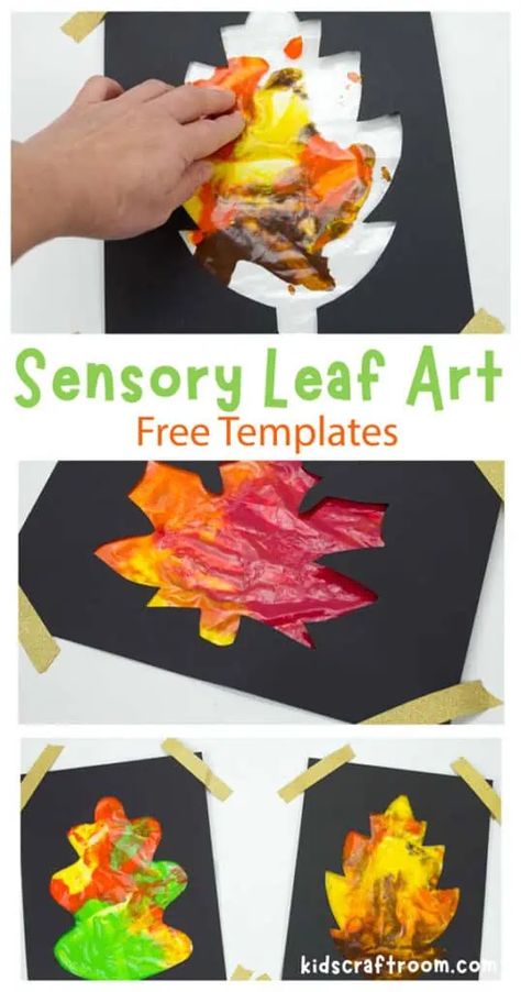 Leaves Sensory Activities, Leaf Learning Activities, Toddlers Fall Activities, Preschool Process Art Fall, Leaves Changing Color Preschool, Sensory Leaf Painting, Leave Crafts Toddlers, Infant Leaf Activities, Nature Art Projects For Toddlers