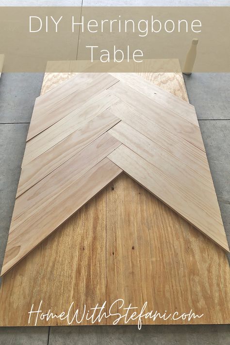 Check out this tutorial on how to DIY a herringbone wood table! #DIYTable #DIYDiningTable #HerringboneTable #DIYTableDesign #WoodTable Herringbone Dining Room, Herringbone Table, Diy Dining Room Table, Wood Table Diy, Diy Dining Room, Diy Dining Table, Diy Dining, Furniture Renovation, Diy Furniture Table