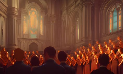 A large choir during a concert in the cathedral Grand Cathedral, Choir Concert, Choral Music, Better Tomorrow, The Cathedral, Music Aesthetic, Traditional Attire, Tomorrow Will Be Better, Ethereal Beauty