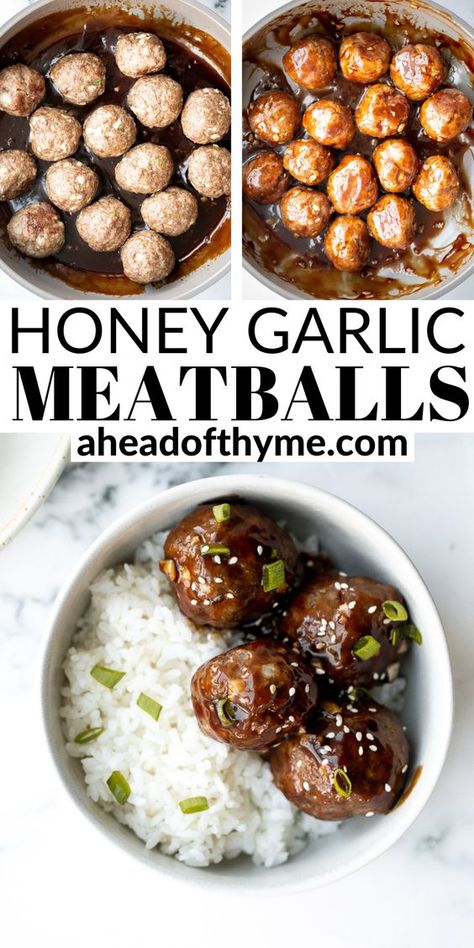 Sticky Honey Garlic Meatballs, Honey Garlic Meatballs, Garlic Meatballs, Breakfast Recipes Sweet, Prep Kitchen, Dinner Themes, Reduce Food Waste, Batch Cooking, Honey Garlic