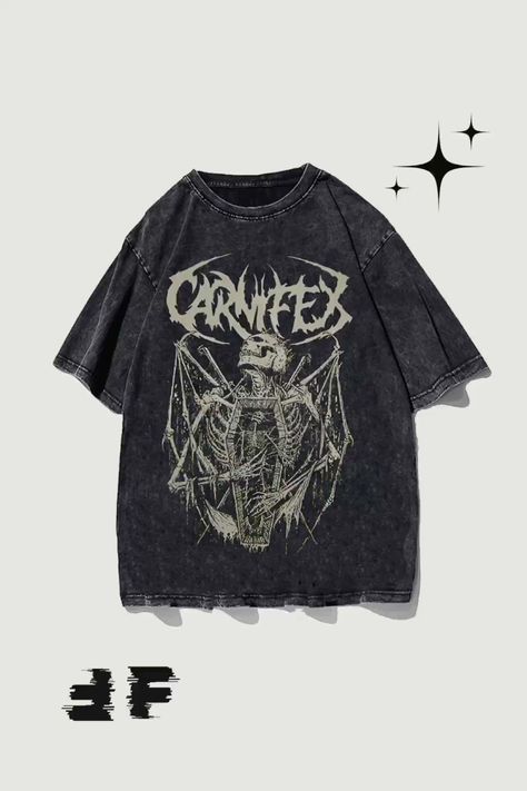 Metal Tshirt, Grunge Tshirt, Metal Goth, Oversize Tshirt Outfits, Metal T Shirt, Tshirt Outfits, Aesthetic Grunge, Summer Tee, Summer Cotton