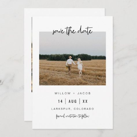 Willow Modern Minimal Square Photo Save The Date Invitation #zazzle #weddinginvitations #birthdayinvitations #babyshowerinvitations #zazzleinvitations #monogram #businesscards #graduation #homedecor Minimalist Couple, Edgy Wedding, Save The Date Wording, Minimalist Layout, Wedding Invitation Size, Square Photo, Font Duo, Date Invitation, Photo Save The Date