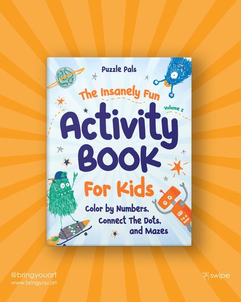 The Insanely Fun Activity Books For Kids - Book Cover Design Canva Book Cover Design, Puzzle Book Cover Design, Kids Book Cover Design Ideas, School Book Cover Design, Study Book Cover, Cover Book Design Ideas, Story Book Cover Design, Kids Book Cover Design, Textbook Cover Design