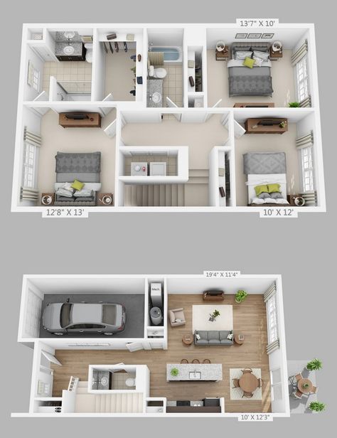 Pelan Rumah, 3d House Plans, House Floor Design, Apartment Floor Plans, Sims House Plans, House Layout Plans, Small House Design Plans, Bedroom Remodel, Apartment Layout