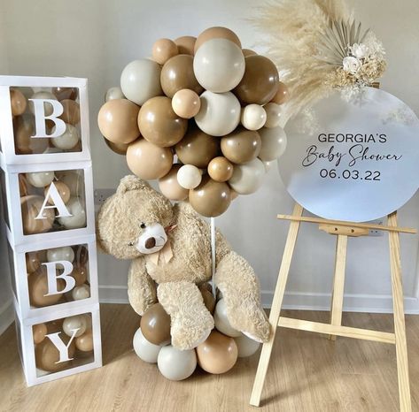 Teddy Bear Baby Shower Theme, Décoration Baby Shower, Gender Reveal Baby Shower Themes, Baby Shower Decorations Neutral, Baby Shower Boho, Classy Baby Shower, Bear Baby Shower Theme, Idee Babyshower, Boy Baby Shower Ideas