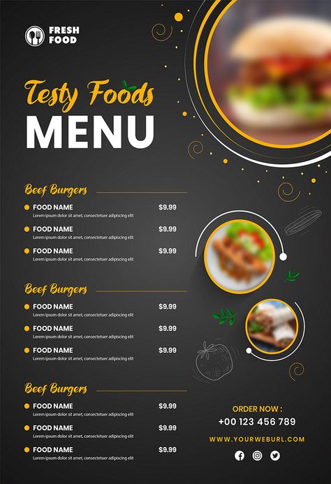 Menu Design Ideas Templates, Restaurant Flyer Design, Testy Food, Restaurant Menu Card, Makanan Cepat Saji, Drink Menu Design, Catering Business Cards, Menu Card Design, Menu Card Template