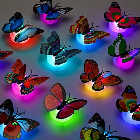 3D LED Butterfly Decoration Night Light Sticker Single and Double Wall Light Led Butterfly, Double Wall Lights, Butterfly Decoration, Lawn Party, Butterfly Lighting, Led Wand, Backyard Lawn, Design Butterfly, 3d Butterfly Wall Stickers