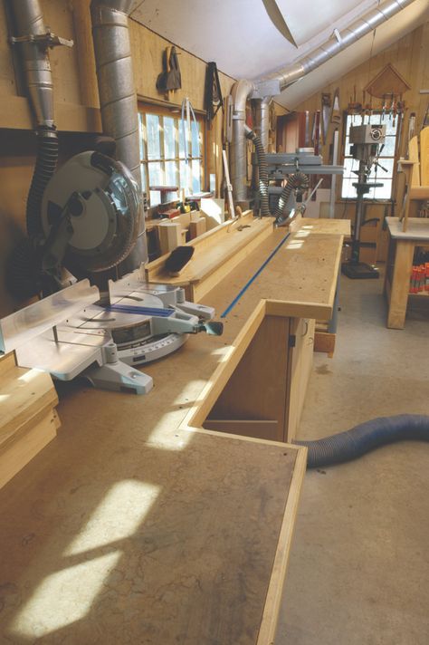 Workshop Kitchen, Woodworking Workshop Layout, Garage Workshop Layout, Garage Workbench Plans, Diy Garage Storage Cabinets, Workshop Layout, Carpentry Workshop, Essential Woodworking Tools, Woodworking Shop Layout