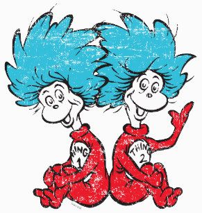 Dr. Seuss | The Cat in the Hat - Thing 1, Thing 2 T-Shirt. rf=238591462349332196 Thing One Thing Two, Dr. Seuss Book, Wonder Man, Thing One, The Cat In The Hat, Disney Hoodies, Man Clothing, Office Electronics, Cat In The Hat