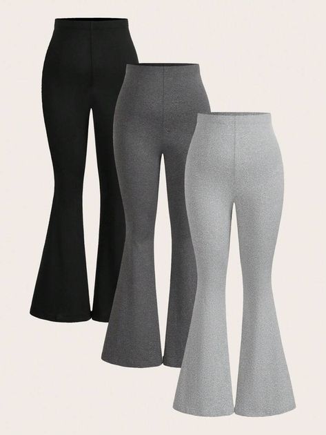 SHEIN MOD Plus Size Women Plain Color Casual & Comfortable Bell-Bottom Trousers For Daily Outings | SHEIN EUR Bell Bottom Trousers, Streamer Dr, Tiktok Shop, Plain Color, Bell Bottom, Bell Bottoms, Trousers, Plus Size, Wardrobe