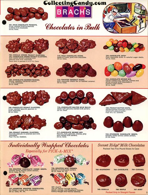 Brachs Candy Vintage, Wonka Candy, Brachs Candy, 90s Food, Filled Chocolates, Chocolate Peanut Clusters, Malted Milk Balls, Chocolate Covered Raisins, Chocolate Stars