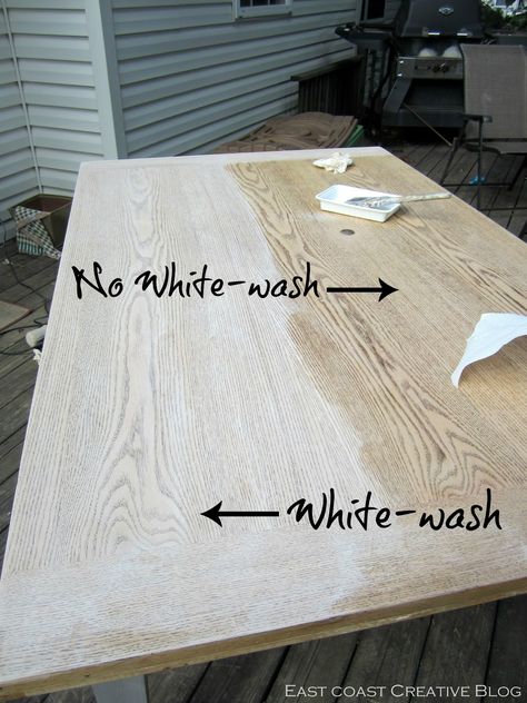 East Coast Creative: Refinished Dining Room Table {Furniture Makeover} Lime Wash Dining Room, Whitewashed Dining Table, Black And White Dining Table, Pine Furniture Makeover, Washed Furniture, White Wash Table, White Washed Furniture, Lime Wash, Kitchen Table Makeover