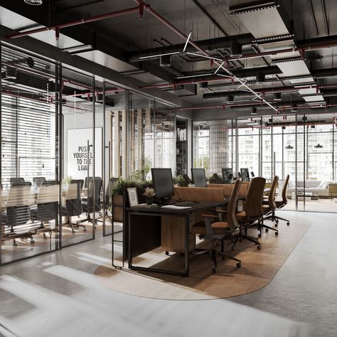 Conference Room Design Industrial, Industrial Interior Design Office, Warehouse Office Design, Villa In Dubai, Warehouse Interior, Conference Room Design, Ceo Office, Industrial Modern Design, Warehouse Office