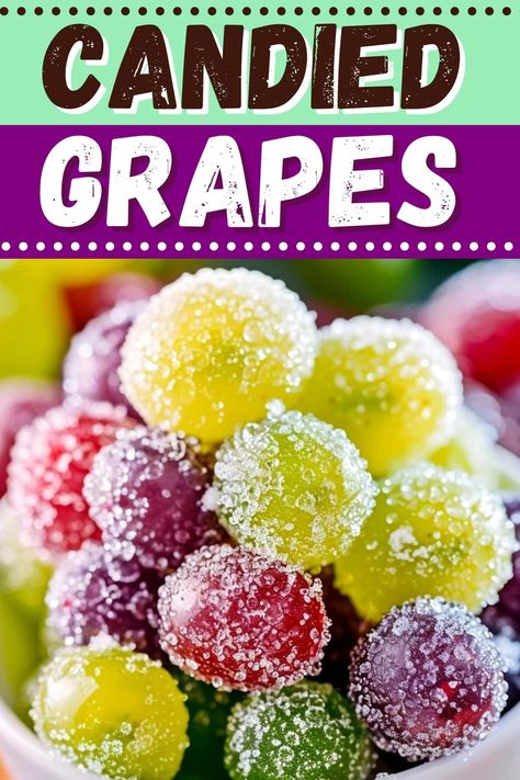 Snow Grapes Recipes, Carmel Grape Bites, Sugar Grapes, Grape Dessert Recipes, Grape Appetizers, Easter Apps, Grape Snacks, Candied Grapes Recipe, Grape Dessert