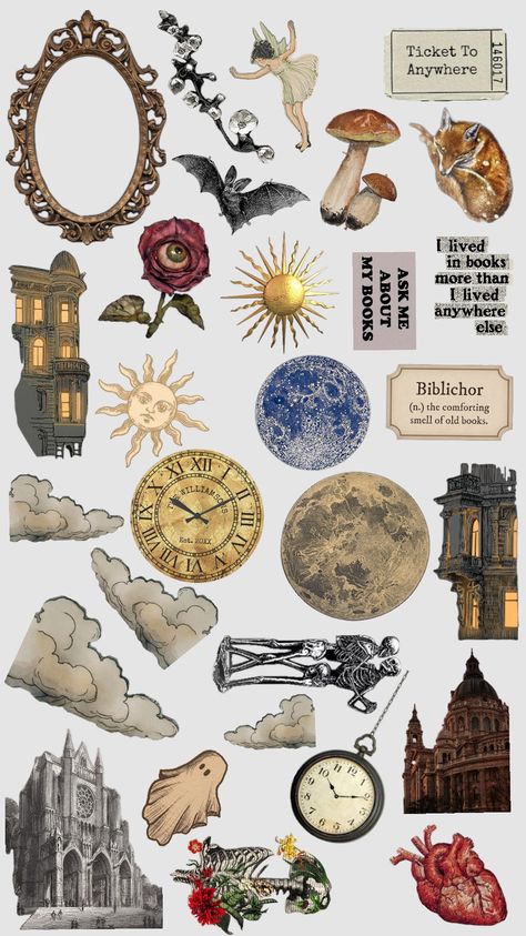 #stickersheet Art Printable Stickers, Vintage Sticker Sheets Printable, Collage Art Stickers, Printable Stickers Sheets Aesthetic, Book Stickers Aesthetic Vintage, Home Stickers Printable, Stickersheet Aesthetic, Collage Stickers Aesthetic, Vintage Stickers Printables Retro