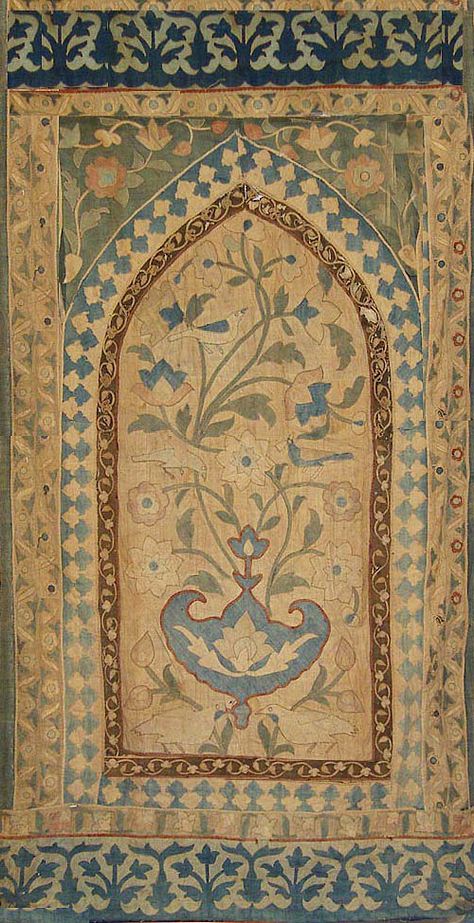 Indian Textiles - TextileAsArt.com, Fine Antique Textiles and Antique Textile Information India Palaces, Indian Textiles, Indian Fabric, Fabric Designs, Antique Textiles, Medieval Art, Patterned Carpet, Blue And Gold, Textile Patterns