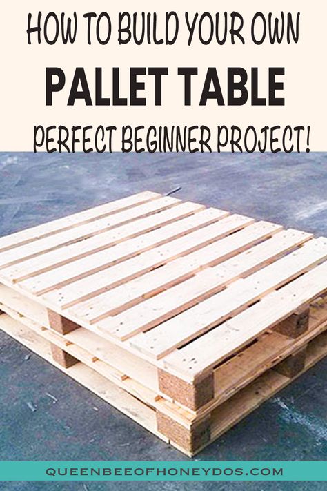 Ever wonder what it takes to make one of those coffee tables out of pallets? This guide will walk you through the process and explain what to avoid when choosing your pallets. HINT - not all are safe! #pallet #furniture #table #DIY #woodworking Diy Table Out Of Pallets, Diy Pallet Patio Table, Diy Porch Coffee Table, Making Furniture Out Of Pallets, Pallet Dining Table Outdoor, Outdoor Pallet Table Diy, Palette Coffee Table Diy, Pallet Wood Dining Table, Diy Table From Pallets