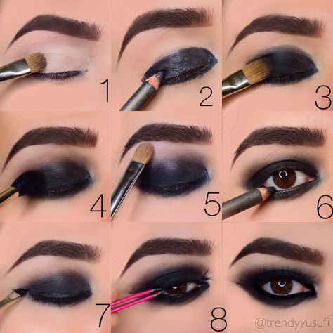 Black Smokey Eye Makeup Tutorial, Black Smokey Eye Makeup, Black Eye Makeup, Black Smokey Eye, Black Smokey, Dramatic Eye Makeup, Smokey Eye Makeup Tutorial, Eye Makeup Pictures, Makeup Training