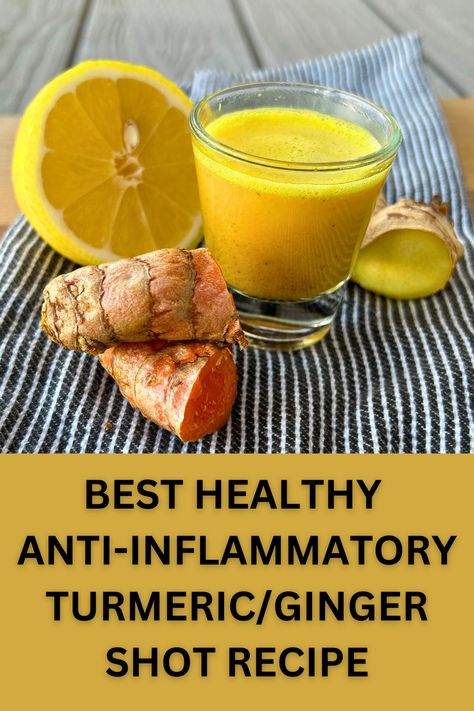 Understand the reasoning behind this awesome Anti-Inflammatory Shot recipe and the tips and tricks to making a successful wellness shot for your gut health! Ginger Shot Benefits, Ginger Shot Recipe, Lemon Shots, Help With Digestion, Turmeric Drink, Turmeric Shots, Anti Inflammation Recipes, Turmeric Recipes, Ginger Shot