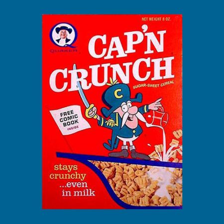 1963: Captain Horatio P. Crunch for Quaker Oats Cap’n Crunch cereal American Cereal, Grail Diary, Cap'n Crunch, Vintage Fridge, Capn Crunch, Crunch Cereal, Cereal Killer, Free Comic Books, Retro Fridge