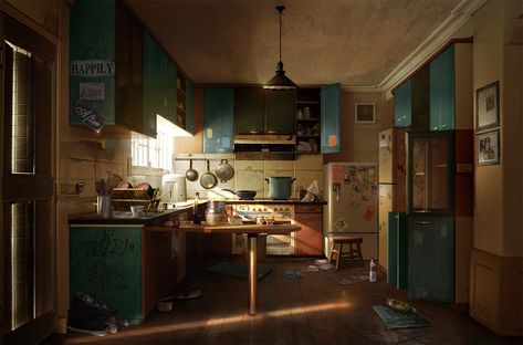 The Last Of Us Series, Interior Concept Art, Bg Design, Messy Kitchen, Landscape Concept, Messy Room, Kitchen Concepts, Mood Light, Last Of Us