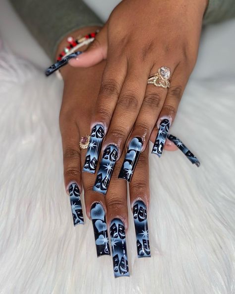 Chicano Nails Designs, Smile Now Cry Later Nails, Lowrider Nails, Chola Nails Designs, Chola Nails Acrylic, Cholo Nails, Chola Nails, Chicano Nails, Chicana Nails