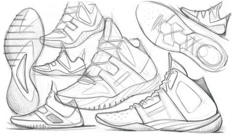 Footwear Sketches! on Behance Running Shoes Sketch, Footwear Sketches, Shoe Sketch, Shoe Drawing, Sneakers Sketch, Shoe Template, Sport Shoes Design, Concept Sketches, Shoe Sketches