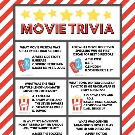 Movie Trivia Questions And Answers, Movie Quiz Questions, Trivia Questions For Adults, Funny Trivia Questions, Movie Trivia Quiz, Random Trivia, Movie Trivia Questions, Film Quiz, Trivia Quiz Questions