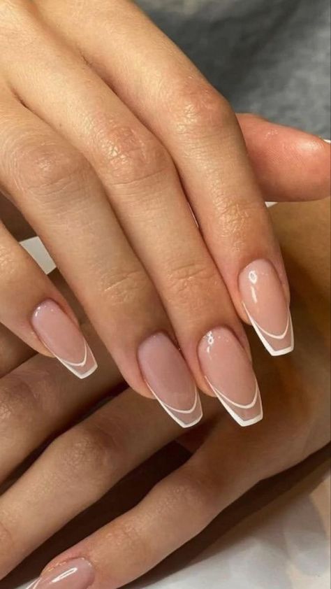 Fancy fingers..simple, yet classy💜 Classy Ballerina Nails, Ballerina Nails Classy, Ballerina Nails French Tip, Fancy French Nails, French Manicure Acrylic Nails, Classy Nail Designs, Fancy Nails Designs, Classic Nails, Nails French