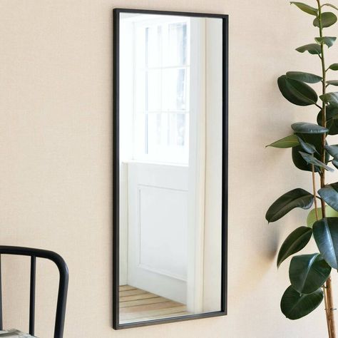 Black Mirror Frame, Rectangular Wall Mirror, Mirror Crafts, Masonry Wall, Frameless Mirror, Unique Mirrors, Slim Frame, Square Mirror, Unique Layout