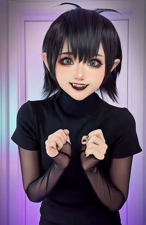 Mavis Hairstyle, Cosplay Black Hair, Dracula Makeup, Black Hair Cosplay, Mavis Costume, Mavis Cosplay, Hotel Transylvania Costume, Dracula Hotel Transylvania, Ideas Disfraz