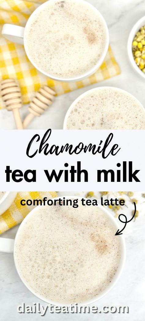 Hot Milk Tea Recipe, Chamomile Tea Latte, Chamomile Tea Recipe, Warm Drinks Recipes, Tea With Milk, Hot Tea Recipes, Matcha Green Tea Recipes, Milk Tea Recipes, Tea Latte Recipe