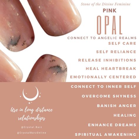 Pink opal meaning. Pink opal healing. Pink opal metaphysical properties. Pink opal magic. Pink Opal Meaning Healing Crystals, Meaning Of Opal Stones, Pink Chalcedony Meaning, Pink Opalite Meaning, Pink Opal Crystal Meaning, Pink Opal Meaning, Opal Crystal Meaning, Opal Stone Meaning, Crystal Pairings