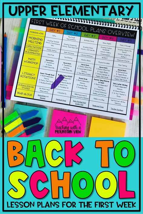 Image: A spreadsheet titled 'First Week Lesson Plans Overview' is displayed on a table with various school supplies. First Week Of Third Grade Activities, First Day Of School Math Activities Kindergarten, Special Education First Week Of School, Grade 4 First Week Of School, First Week Activities 4th Grade, First Week Of 4th Grade Activities, Back To School Math Activities 3rd Grade, 3rd Grade 1st Week Of School Activities, First Week Of School 4th Grade