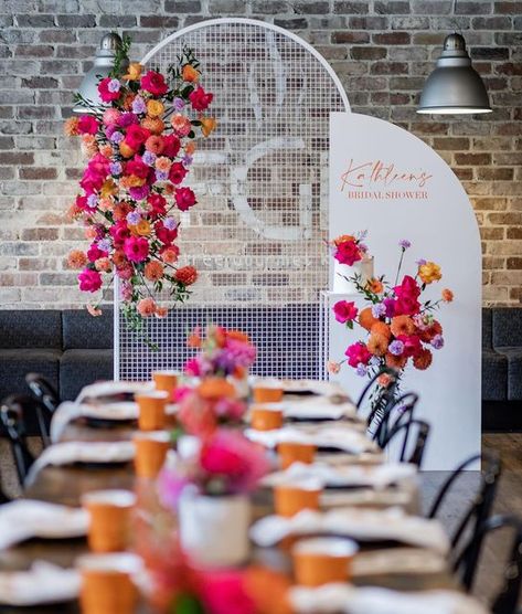 Event styling + Prop hire Wollongong on Instagram: "How beautiful is a pop of colour! @taylormadebouquets @powderpuffphotography" Bright Color Graduation Party, Colourful Birthday Theme, Bridal Shower Colorful, Women’s Event Decor, Colourful Wedding Decor, Pop Of Colour Wedding, Colorful Bridal Shower Ideas, Bright Baby Shower, Bridal Shower Inspo