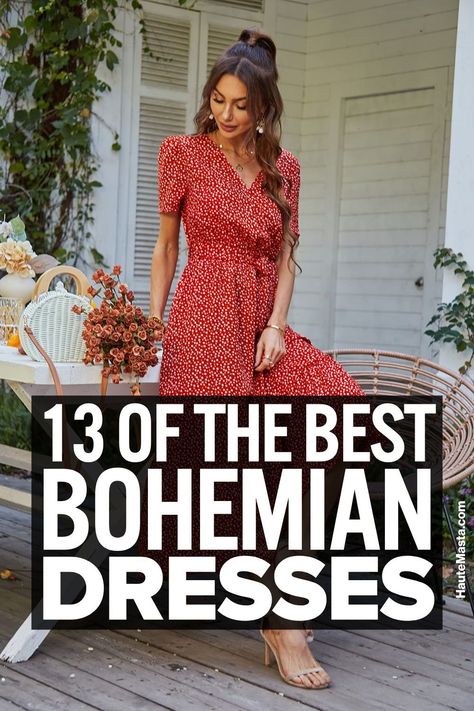 Ready to unleash your spirited boho loving self? Slip into one of these 13 bohemian style dresses embellished with natural details and easy silhouettes. Made for dancing! Boho Party Dress Bohemian, Bohemian Theme Outfit, Bohemian Outfits Party Boho, Boho Themed Party Outfit, Bohemian Party Outfit, Bohemian Outfits Party, Boho Party Outfit, Bohemian Attire, Boho Party Dress