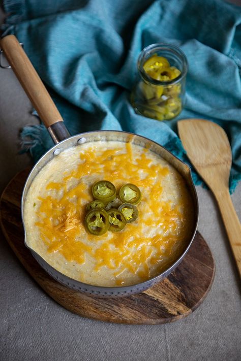 Gouda Polenta Recipes, Cheddar Jalapeno Sourdough, Spicy Taco Polenta Bake, Polenta Lunch Recipes, Cheddar Polenta, Polenta With Smoked Gouda, Low Fodmap Breakfast, Basic Polenta Recipe, Fodmap Breakfast