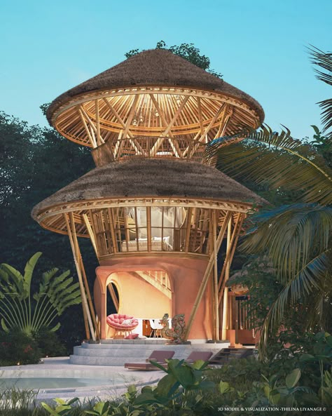 Bamboo House Bali, Poultry Farm Buildings, Bamboo Villa, Resort Design Plan, Circular Buildings, Bamboo Building, Bamboo House Design, Graphic Design Architecture, Bamboo Architecture