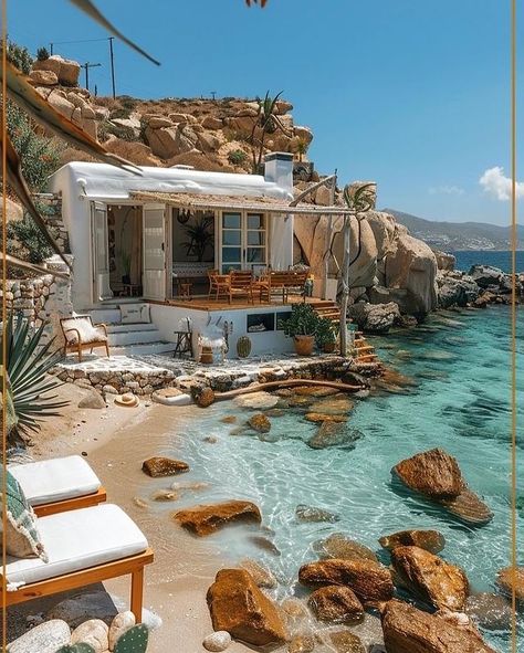 Tiny House Perfect | Tour through a Dream home in Tuscany ✨🍃🇮🇹 🏠follow us at @tinyhouseperfect 🏠 🏠follow us at @tinyhouseperfect 🏠 🏠follow us at… | Instagram House By The Ocean Aesthetic, House By Sea Aesthetic, Tiny House By The Sea, Tiny House Beach, Houses In Greece, House Near The Sea Aesthetic, Villa Holiday, Beach Front House, Luxury Tiny House