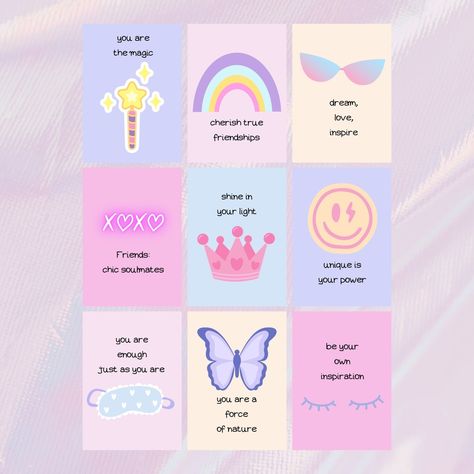 Quotes about Life Affirmation Cards Printable Rainbow Girly Teen Affirmations Printable Affirmation Cards Positive Affirmation Card Set Elevate the spirits of the teenage girls in your life with our delightful set of 45 printable affirmation cards. These Girly Rainbow Affirmation Cards feature positive quotes about life, 2.5"x3.5" each, creating a vibrant and uplifting experience for young minds. Perfect for daily inspiration, self-reflection, or as a thoughtful gift for teens. Print these c... Teenage Affirmations, Teen Affirmations, Rainbow Affirmation, Lunchbox Cards, Positive Quotes About Life, Life Affirmation, Affirmations Printable, Affirmation Cards Printable, Small Business Gifts