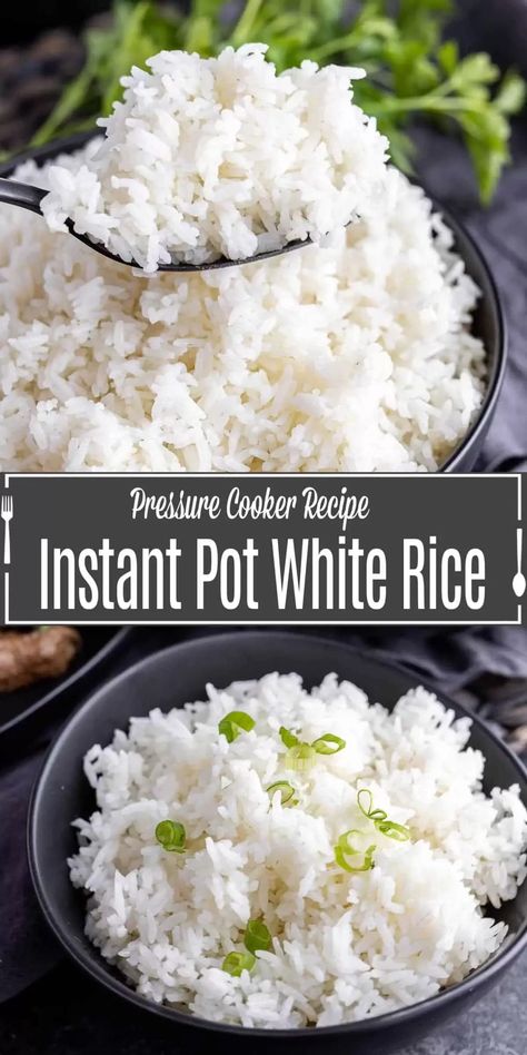 Instructions on how to make this perfectly cooked white rice recipe quickly and easily in an Instant Pot electric pressure cooker. After cooking this Instant Pot white rice recipe you will never want to make it on the stove top again! Instant Pot White Rice, White Rice Recipe, Cooked White Rice, Pressure Cooker Rice, White Rice Recipes, Rice Recipes For Dinner, Cooking White Rice, Side Dish Recipes Easy, How To Cook Rice