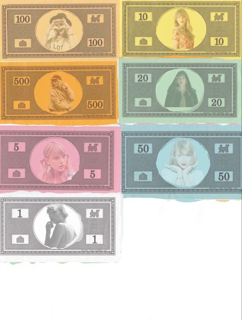 Taylor Swift Monopoly Money, Taylor Swift Board Game, Taylor Swift Money, Taylor Swift Monopoly Cards, Monopoly Taylors Version, Swiftopoly Cards, Taylor Swift Monopoly, Swift Monopoly, Taylor Swift Games