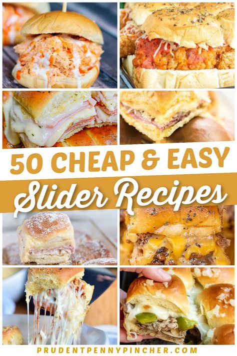 Party Food For A Crowd, Easy Sliders, Easy Slider Recipes, Easy Slider, Ham And Cheese Sliders, Buffalo Chicken Sliders, Mini Sliders, Slider Sandwiches, Cheese Sliders