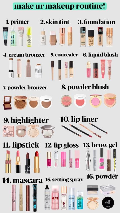 #preppy #makeup #makeuproutine #make Make Up Checklist, Preppy Makeup Organization, Christmas Wishlist Ideas Makeup, Makeup Routine Preppy, Makeup Styles To Try List, Pick Your Makeup Routine, 5th Grade Makeup For School, Teen Makeup Routine, Makeup Routine For 13-14