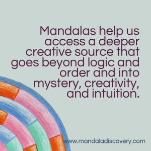 "Mandalas help us access a deeper creative source that goes beyond logic and order and into mystery, creativity and intuition" Interior Quotes, Mandala Quotes, What Is A Mandala, Creative Arts Therapy, Mandala Patterns, Mandala Art Therapy, Mandala Designs, Art Therapy Activities, Mandala Coloring Books