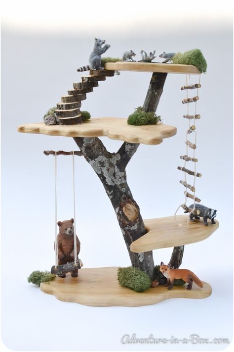 DIY Project: How to Make a Toy Fairy Tree House Toy Trees, Fairy Tree Houses, Tree House Diy, Tree House Designs, Fairy Furniture, Diy Tree, Fairy Tree, Woodworking For Kids, Fairy Garden Houses