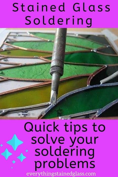 This stained glass DIY tutorial has some quick tips to help you improve your soldering Soldering Stained Glass Tutorial, Fun Stained Glass Ideas, Stained Glass Tips, 3d Stained Glass Art, Stain Glass Diy, Stained Glass Suncatcher Patterns, Simple Stained Glass Patterns Free Printable Templates, Stained Glass Patterns For Beginners, Beginner Stained Glass Patterns Free